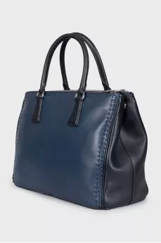 Two-tone leather tote
