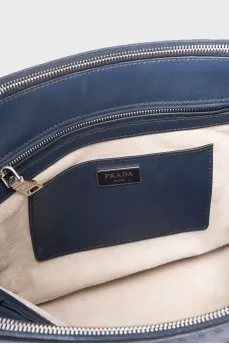 Two-tone leather tote