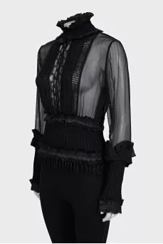 Transparent black blouse
