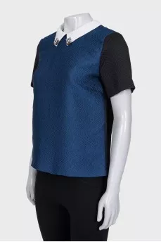Mixed color T-shirt with crystals