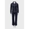 Blue velour suit with pants