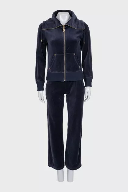 Blue velour suit with pants