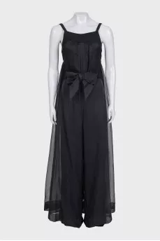 Black silk jumpsuit