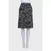 Black and white straight-cut wool skirt