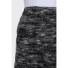 Black and white straight-cut wool skirt