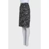 Black and white straight-cut wool skirt