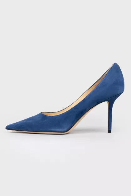 Blue sucking shoes on a stiletto