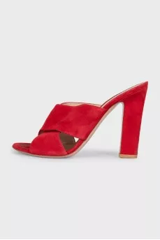 Red suede mules