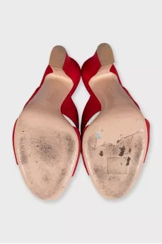 Red suede mules