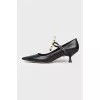 Metal flower low heel shoes