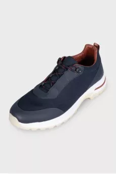 Men's blue sneakers made of combined material