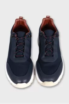 Men's blue sneakers made of combined material