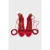 Red suede lace-up sandals