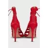 Red suede lace-up sandals