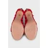 Red suede lace-up sandals