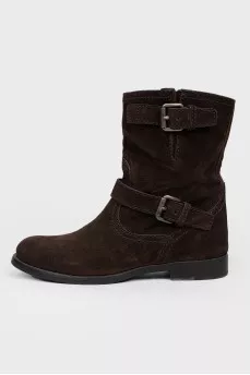 Brown suede shoes on straps