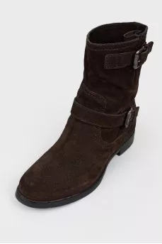 Brown suede shoes on straps