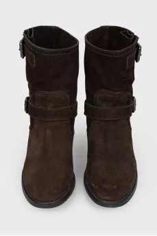 Brown suede shoes on straps