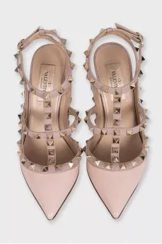 Rockstud leather shoes with studs