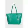 Green leather tote