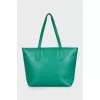 Green leather tote