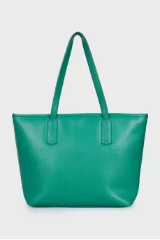 Green leather tote