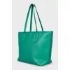 Green leather tote