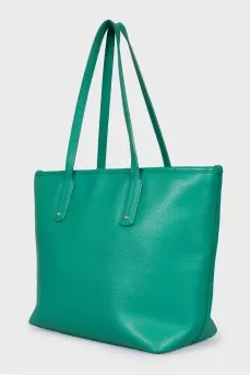 Green leather tote