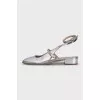 Silver leather slingbacks