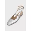Silver leather slingbacks