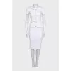 White striped suit with belt