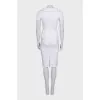 White striped suit with belt