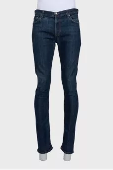 Men's blue slim fit jeans with logo