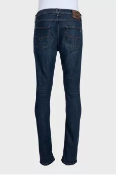 Men's blue slim fit jeans with logo