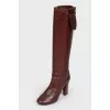 Boots leather burgundy with a zipper