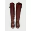 Boots leather burgundy with a zipper