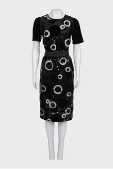Cocktail dress with a glittery print