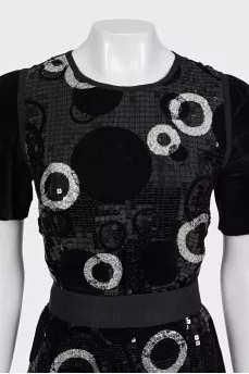 Cocktail dress with a glittery print