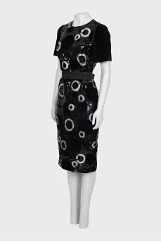 Cocktail dress with a glittery print