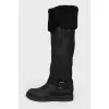 Leather boots on fur