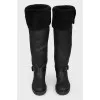 Leather boots on fur