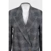Double-breasted grey checkered jacket