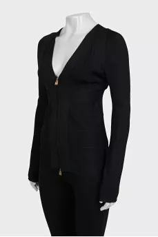 Black fitted zip-up cardigan