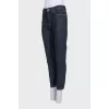 Dark blue straight-leg jeans with pockets
