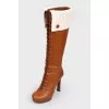 Brown leather boots on lacing