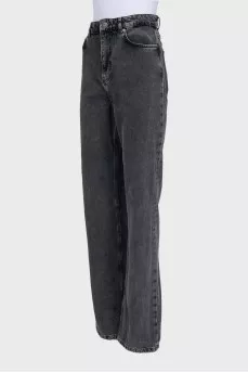 Gray high-waist straight jeans