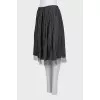 Gray wool skirt decorated with mesh