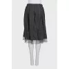 Gray wool skirt decorated with mesh