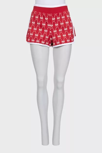 Red printed sports shorts