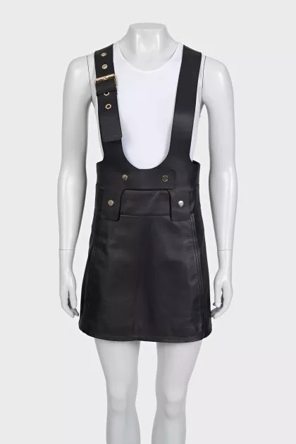 Leather skirt with straps